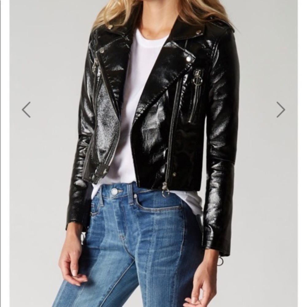 BLANKNYC Patent Vegan Faux Leather Moto Jacket